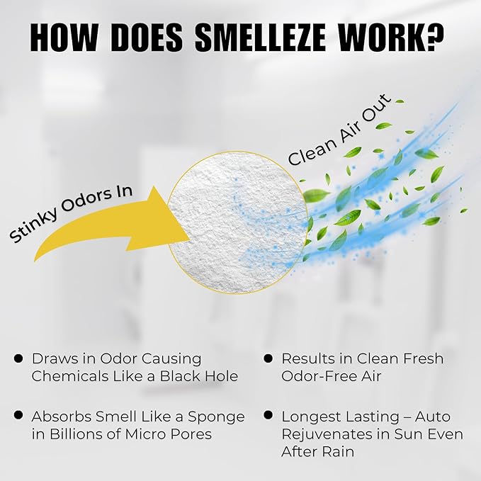 SMELLEZE Urine Absorbent Powder & Poo Gel | Odor Eliminator for Strong Odor | Solidifier & Deodorizer for Portable Toilets, Urinals, Pet Potty, Bedside Commodes| Absorbs Liquids in Minutes | 2 lb.