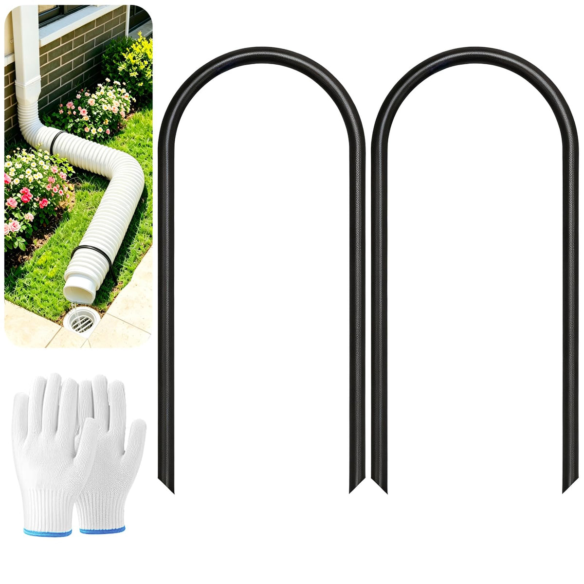 4in U-Shape Downspout Pin, Drill-Free, Wind & Rain Resistant 2pcs - Image 1
