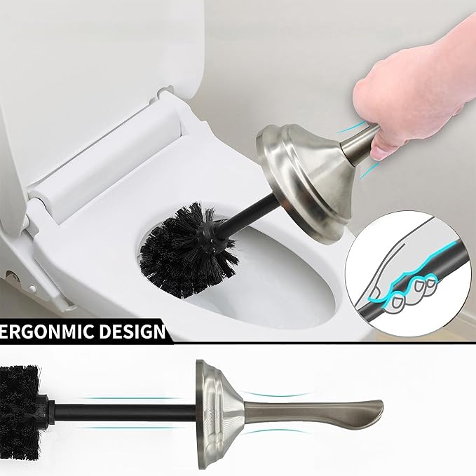 Vince Camuto Toilet Bowl Brush with Holder, Durable Bathroom Cleaning Tool, Modern Design for Easy Toilet Maintenance, Bathroom Cleaner Brush for Efficient Cleaning and Hygiene