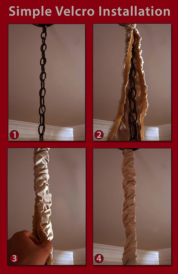 Royal Designs, Inc. CC-23-PNK Pink Cord & Chain Cover4' Silktype Fabric Touch Fastener, Pink