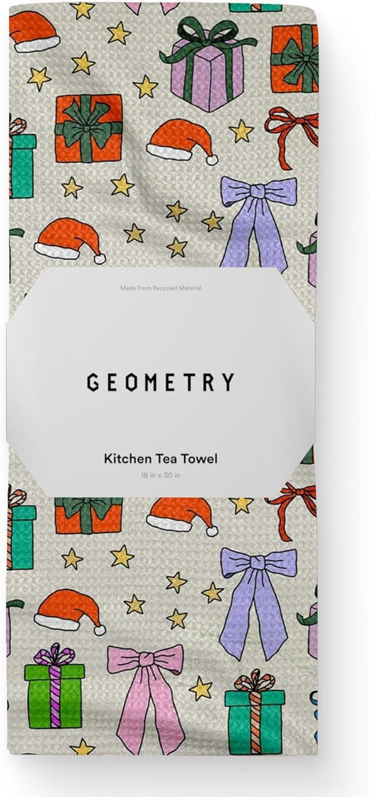 GEOMETRY Christmas Kitchen Towels - Quick Dry Microfiber Cloth Dish Towels for Kitchen Drying - Premium Quick Dry Towel (Wrapped Up, 1 Pack)
