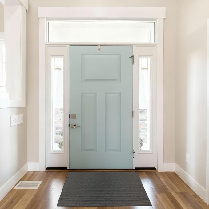 iCustomRug Ribbed Entryway Door Mat – 3'x9' Brown, Indoor/Outdoor, Non-Slip TPR Rubber Backing, Low-Profile All-Weather Carpet, Non-Shedding & Easy Care, Utility Rug Ideal for High Traffic Areas