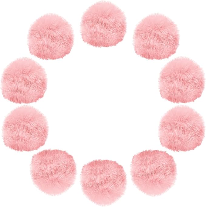 uxcell 2 Inch Faux Fur Pom Pom Balls, 10 Pcs Piggy Pink Fluffy Soft Faux Fur Pom Poms for Hats with Elastic Loop for DIY Knitting Hats Keychain Scarves Gloves Bags Shoes Accessories