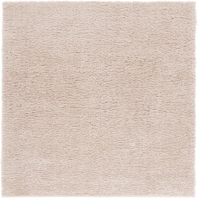 SAFAVIEH Lindsay Shag Collection Square Rug - 6'7" Square, Beige, Contemporary Design, Ideal for High Traffic Areas in Bedroom, Dining Room & Kitchen (LNS560B-7SQ)