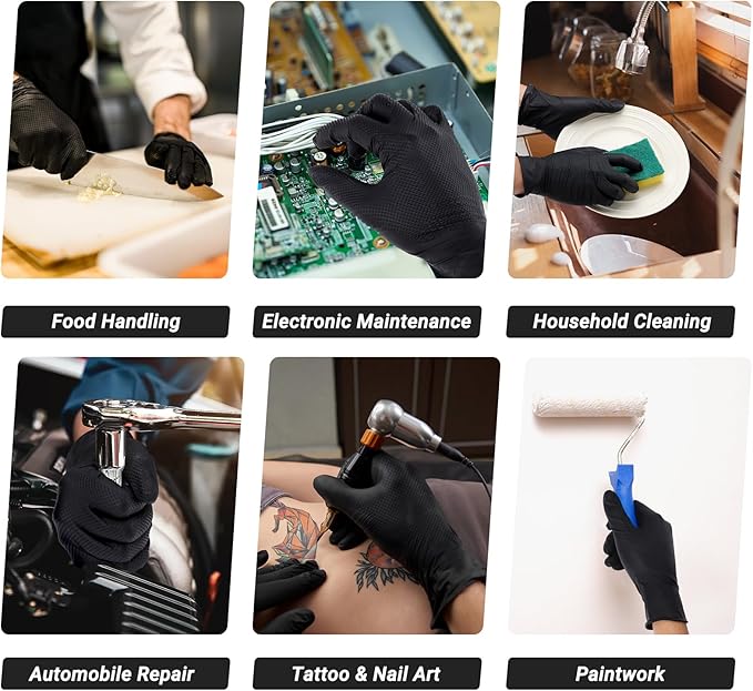 Black Nitrile Gloves Medium - 100 PCS Heavy Duty Disposable 10 Mil Nitrile Gloves for Cooking, Washing Dishes, Gardening, Cleaning, Painting, Mechanics Chemical Resistant & Oil Resistant