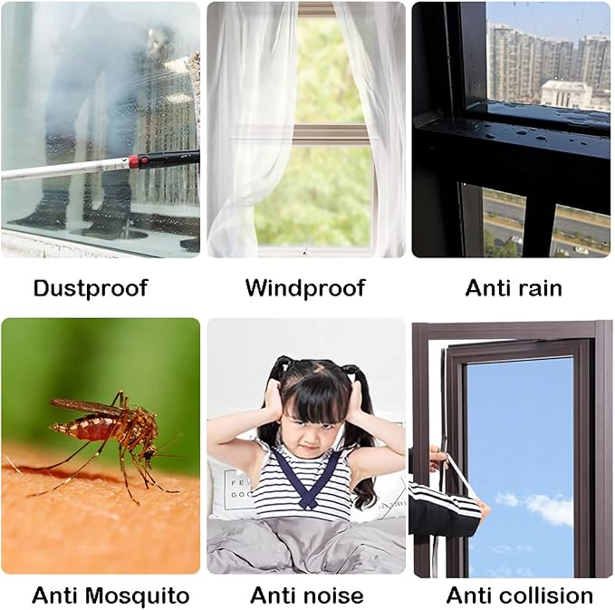 Weather Stripping Door Window Seal Strip 33 Ft, Selfadhesive Strong Adhesion, soundproofing, Draft Blocker, Dustproof, Suitable for Doors and Windows Cabinet Doors, 0.35 Wide X 0.35 Inch Thick, Gray