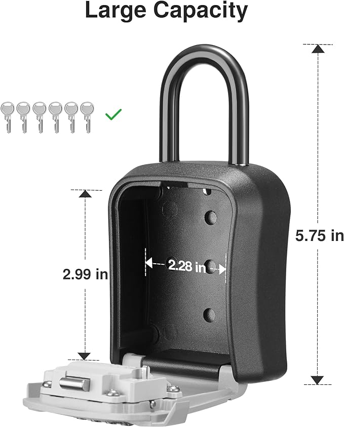 Puroma Lock Box, Key Lock Box Wall Mount & Portable Combination Lockbox with Resettable Code, Security Lockbox for Outside House Keys, Apartment Realtors Spare Keys Storage (1 Pack, Gray)