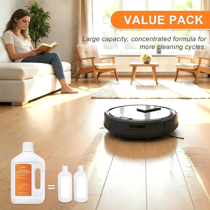 Snowlily 1000ML Floor Cleaning Solution, Residue & Streak Free, Low Foam Floor Cleaner for Mopping, for Robot Vacuum Mops & Wet Dry Vacuum Cleaners, Orange Scent