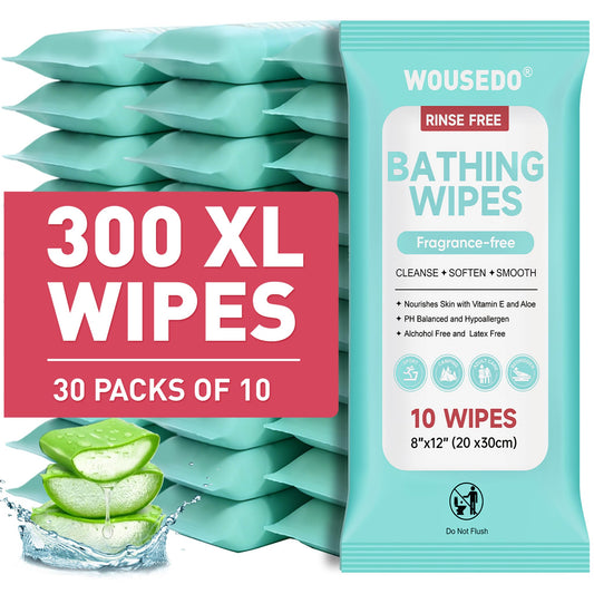 300 XL Shower Wipes, Body Wipes for Adults Bathing No Rinse - Image 1