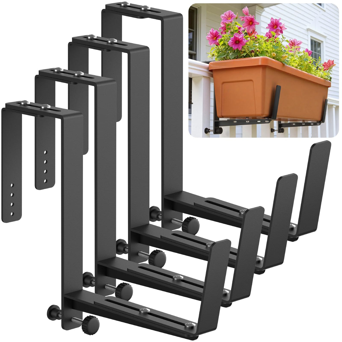 Window Box Brackets, Adjustable Planter Box Brackets - Image 1