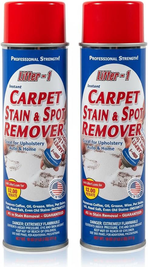 Carpet Spot Remover, Stain and Red Wine Remover and Spot Treatment for Oil, Grease, Urine, Cleaning Performance for Rugs, Upholstery, Fabrics. Pack of 2