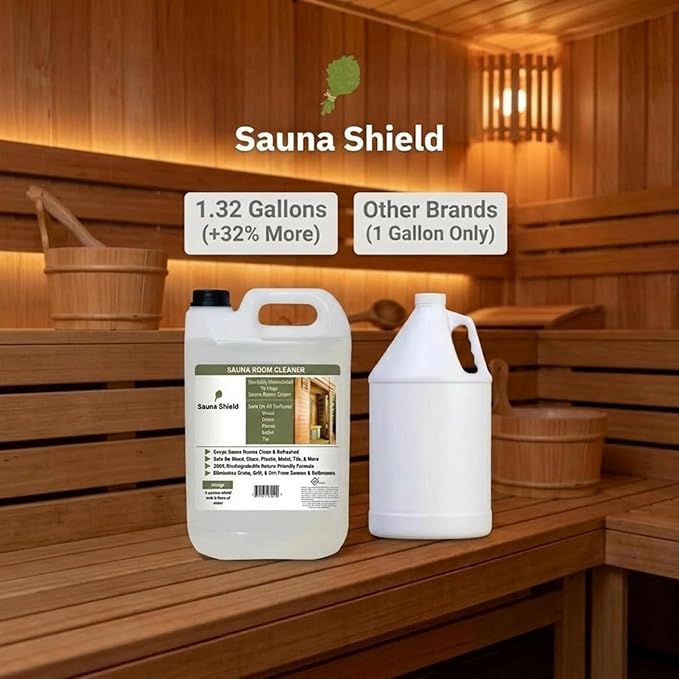 Sauna Cleaner | 1.32 Gallons (5L/169 Fl Oz) | Professional-Grade Sauna Wood & Surface Cleaner | Removes Sweat, Oils & Grime | Biodegradable | Citric Scent
