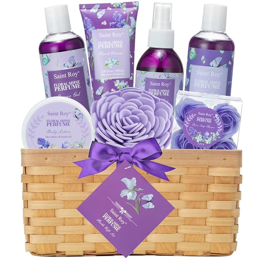 Bath & Shower Gifts for Women, Perfume Bath and Body Gift Basket, Skin Care Set, Spa Kit, Self-Care Set, Home Spa Gift, Pampering Kit, Relaxation Gift, Birthday, Christmas, Mother Day, Anniversary