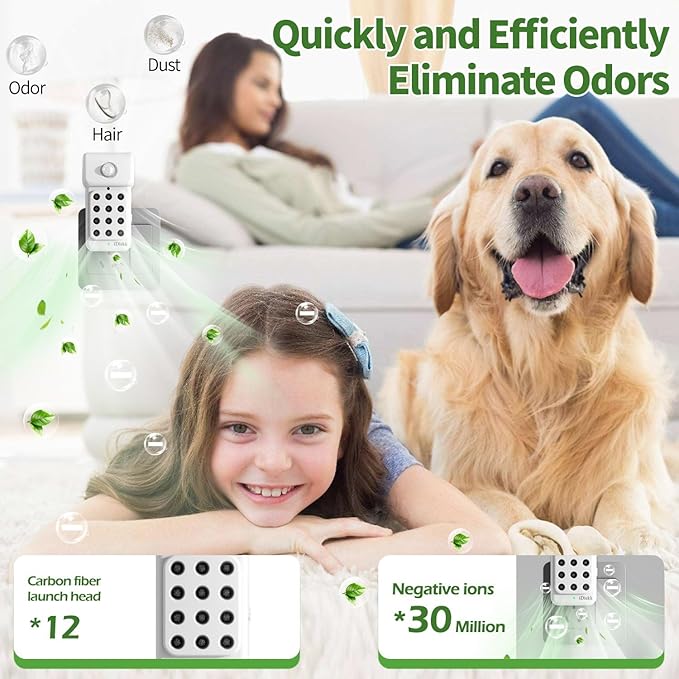 iDiskk 1Pack Plug in Air Purifier for Home，Negative Air ionizer & Motion Sensor, Mini Portable fresher for Bedroom, Bathroom, Office, Air Cleaner for Odor, Smoke, Pet Dander, Dust (White)