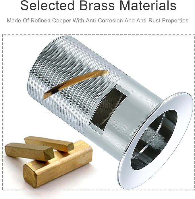 Bathroom Basin Sink Push Button Drain Stopper with Removable Brass Strainer Basket, with Overflow Chrome Push Pop Up Drain Assembly Polished Chrome,83606-1C.