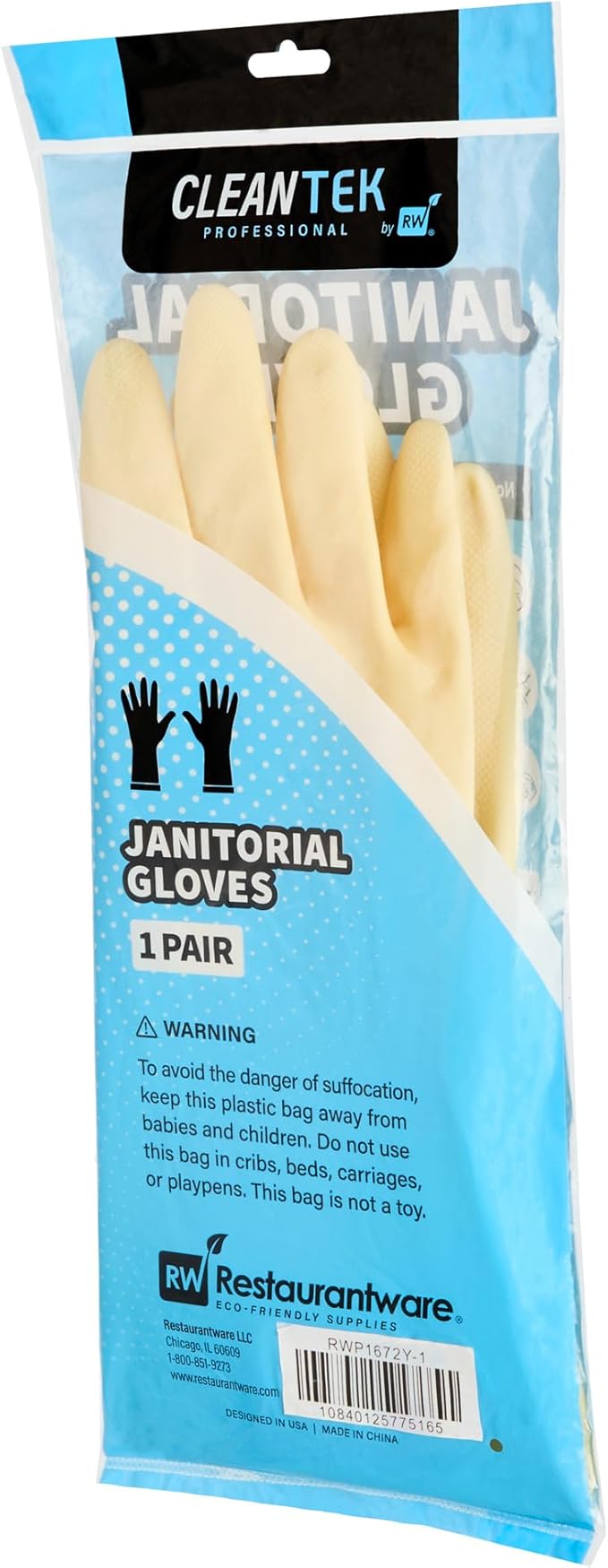 Restaurantware Latex Gloves 10 Count 13 Inch Extra Large Textured Grip Disposable Gloves for Kitchen Safety, 22-Mil Thickness and Long Cuff Yellow Rubber Gloves for Food Preparation and Cleaning