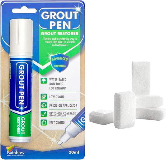 Grout Pen Tile Paint Marker: Ivory with 5 Pack Replacement Tips (Wide, 15mm) - Waterproof Grout Colorant and Sealer Pen to Renew, Repair, and Refresh Tile Grout - Cleaner Coating Stain Pens