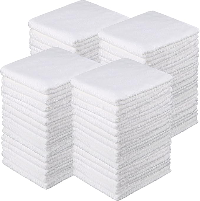 Shimeyao 40 Pack Bleach Proof Towels Microfiber Absorbent Resistant Hair Hand Towels Bulk Quick Dry for Barber Gym Bath Spa Shaving (White,16 x 29 Inch)