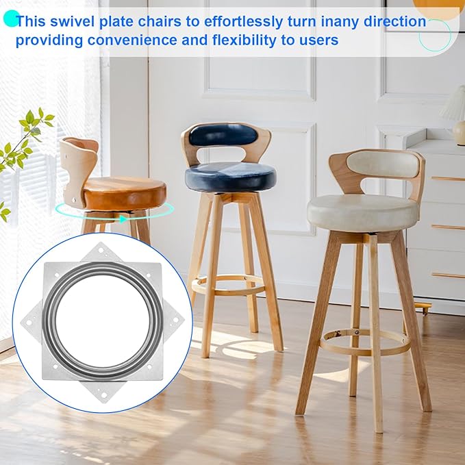 5 Pack Square Rotating Plate 500 lbs Capacity 6 Inch Lazy Susan Turntable Hardware Square Plate Bearings Swivel Plates for Serving Trays, 360° Chair, Cabinet, Craft Project