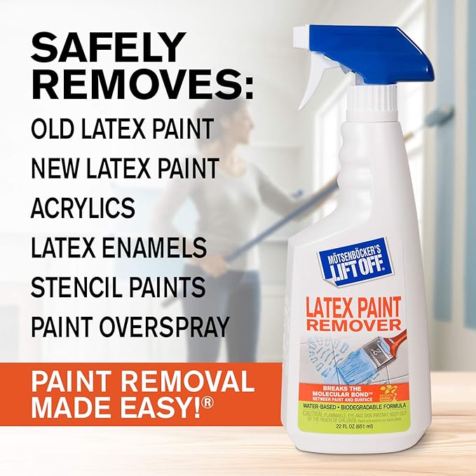 Motsenbocker's Lift Off 41301-2PK Latex Paint Remover Spray Removes Latex Paint and Enamel, Works on Multiple Surfaces, Water-Based, Biodegradable, 22 Fl Oz, Pack of 2