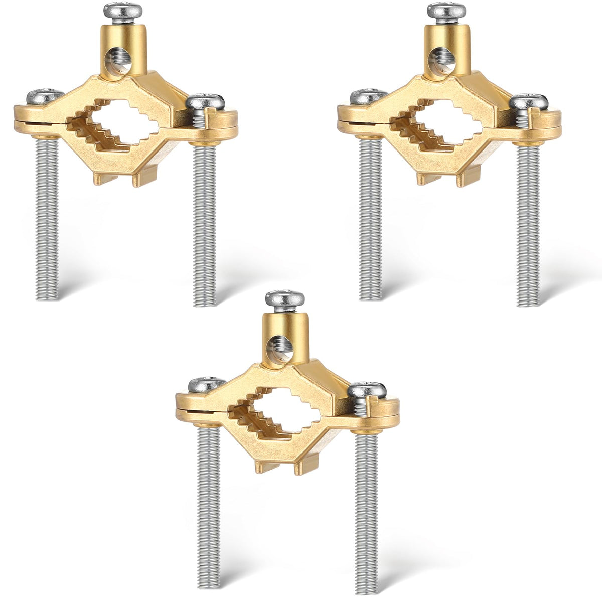 3 Pcs 1/2" to 1" Ground Clamp, #10 to #2 Wire Range - Image 1