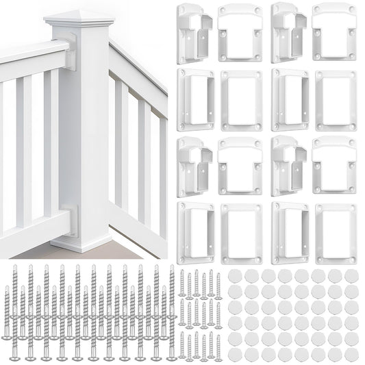 Beeveer 4 Sets Vinyl Fence Railing Bracket Kit with Screws - Image 1