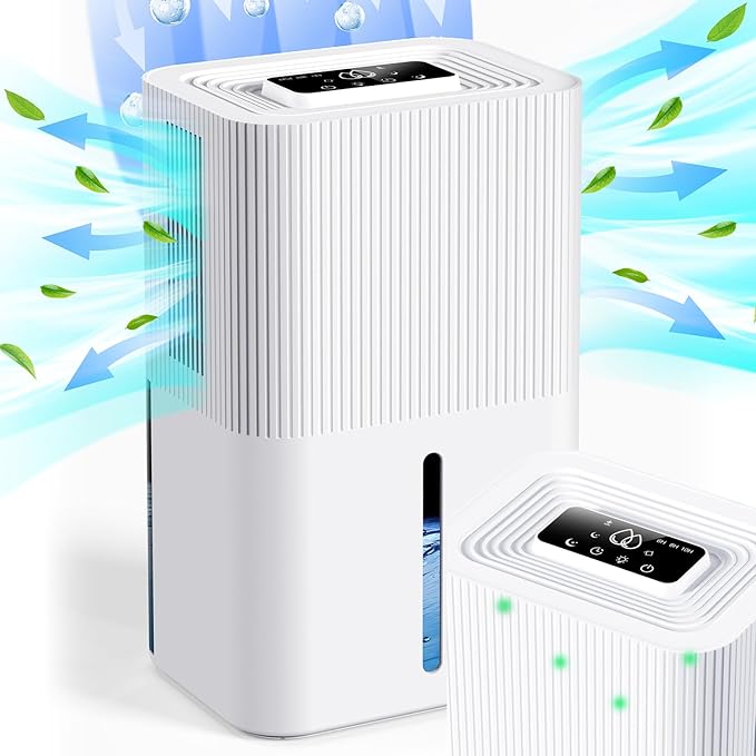 Portable Dehumidifier for Small Room, Bathroom & Closet | 91 OZ Tank | Compact Quiet Dehumidifier for RV, Bedroom (No Basements) | Auto Shut-Off White
