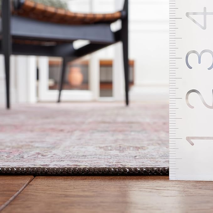 SAFAVIEH Washable Rug Tucson Collection - 9' x 12', Pink & Beige, Slip Resistant & Easy to Clean, Ideal for Living Room, Bedroom, Dining Space (TSN144U)