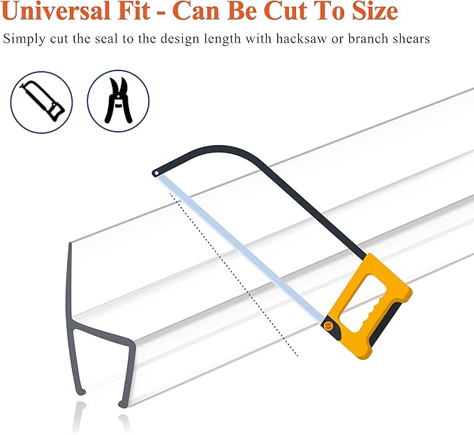 Frameless Shower Door Seal Strip 4 Pack x 39 Inch H for 1/2" Thick Glass Shower Door Side Seal Strip Bottom Seal Door Sweep Ultra Clear Polycarbonate, Stop Shower Leaks Create A Water Barrier