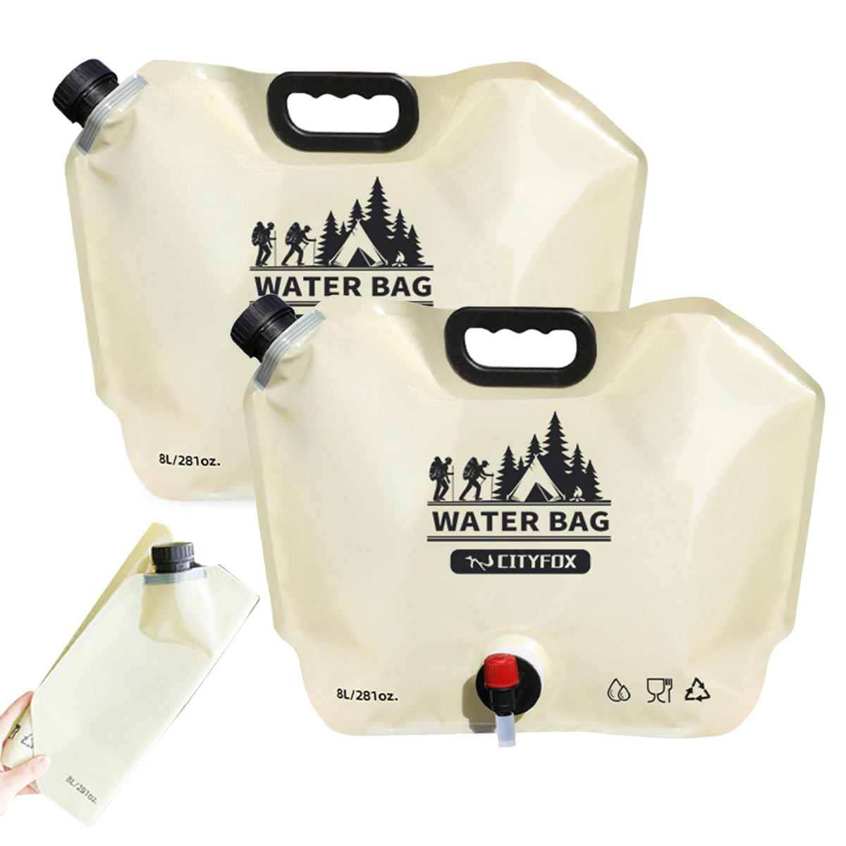 Collapsible Water jug | 2-Pack Emergency Drinking Pouch | - Image 1