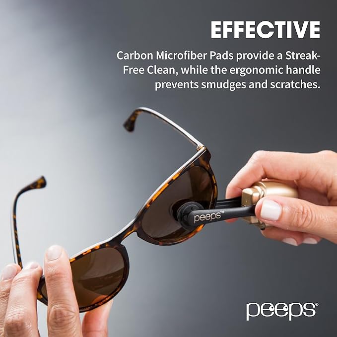 CarbonKlean Peeps Glasses Cleaner - for Eyeglasses, Reading Glasses, and More - Lens Cleaner with Carbon Microfiber Tech - Soft Touch Red - 2 Count