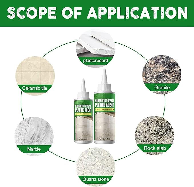 2Pcs Nano Crystal Coating Agent For Tile & Furniture, Upgrade Granite Countertop Cleaner and Sealer with Protection, Quartz Marble Stone Polish Cleaner for Permanent Hold & Shine Effect