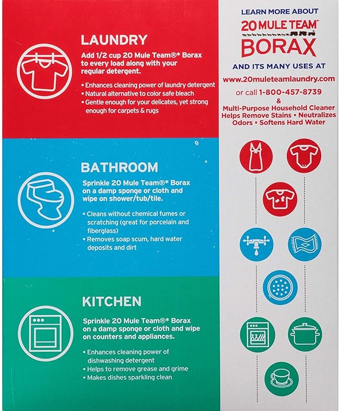 20 Mule Team Borax Natural Laundry Booster, 65 oz (2 Pack)