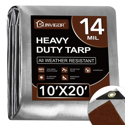 Tarp Waterproof 10x20Ft, Heavy Duty Tarp Cover Extra Thick - Image 1