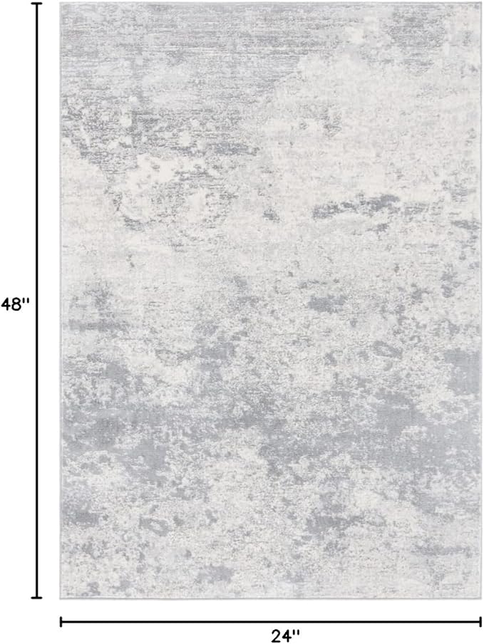SAFAVIEH Brentwood Collection 2' x 4' Grey/Ivory BNT822H Modern Abstract Non-Shedding Entryway Living Room Foyer Bedroom Accent Rug