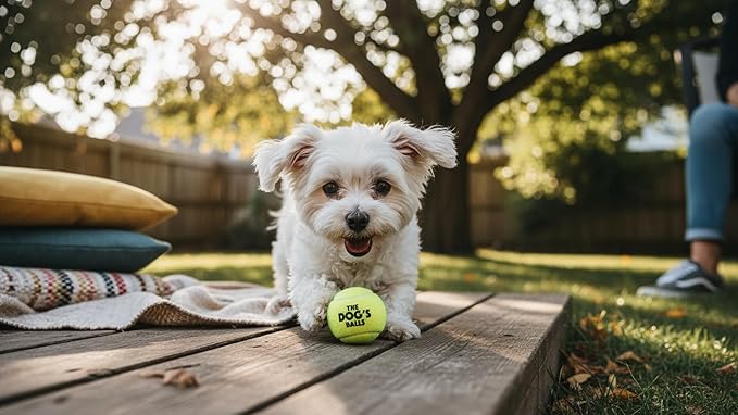 The Little Dog’s Balls Dog Tennis Balls for Small Dogs & Puppies, Yellow, 6-Pack - Non-Abrasive Felt Fetch Balls, Tough Rubber Core, Float in Water