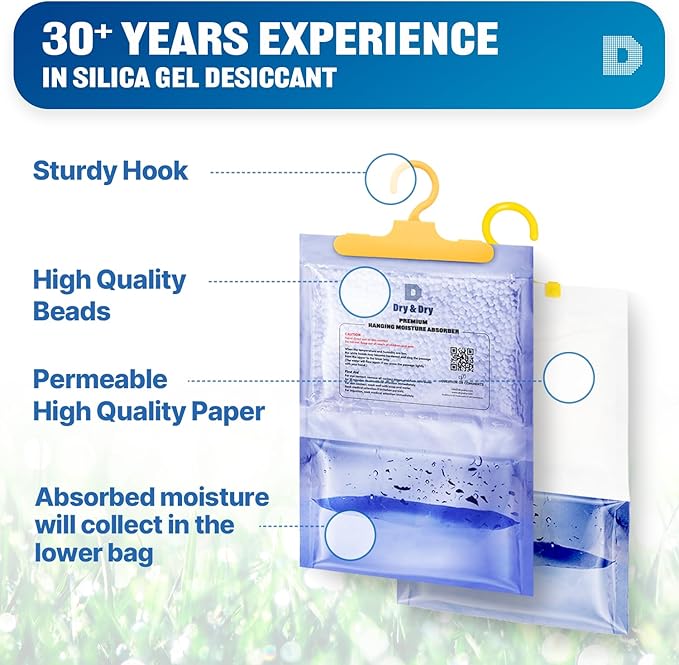 Dry & Dry 9 Packs [Net 14 Oz/Pack] Moisture Absorbers for Home, Basement & Bedroom - Small Dehumidifiers