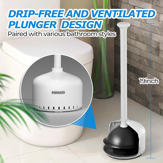 Toilet Plunger with Holder，Plungers for Bathroom with Holder, Toilet Plunger Heavy Duty，Bathroom Plunger，Bathroom Decor，Bathroom Accessories，Toilet Bowl Cleaners,White