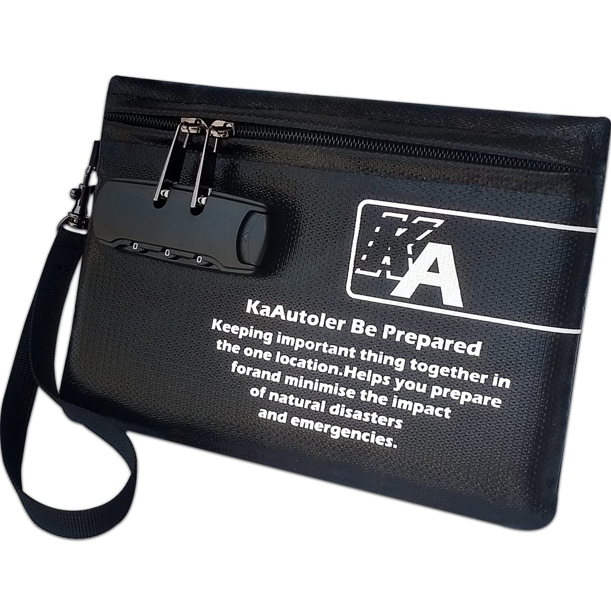 KaAutoler Small Fireproof Bag with Lock, Waterproof Money - Image 1