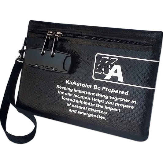KaAutoler Small Fireproof Bag with Lock, Waterproof Money - Image 1