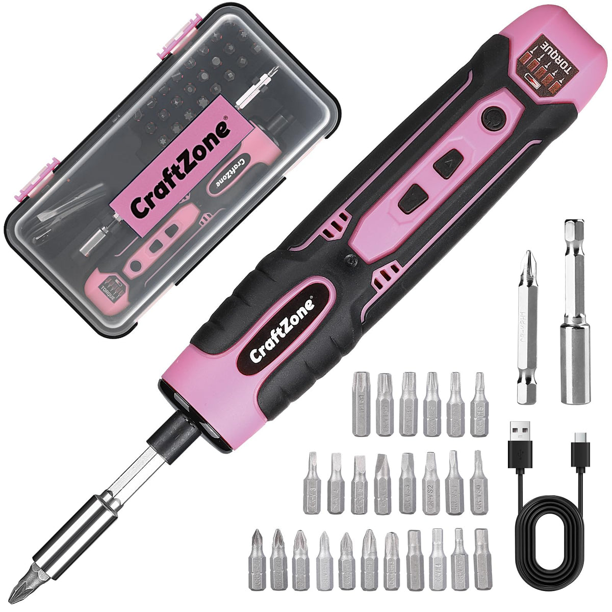 Rechargeable Cordless Electric Screwdriver Set, 28‑Piece Bit - Image 1