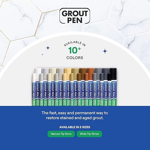 Grout Pen Tile Paint Marker: Waterproof Grout Paint, Tile Grout Colorant and Sealer Pen - Narrow 5mm, 2 Pack with Extra Tips (7mL) - Terracotta
