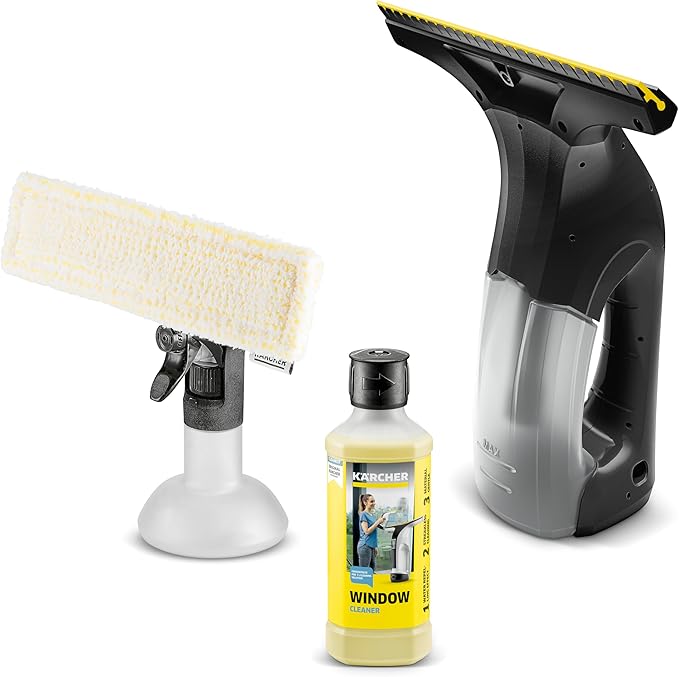 Kärcher WV 1 Electric Window Vacuum Squeegee 10" - Perfect for Showers, Mirrors, Glass, and Countertops - Electric Squeegee, Black