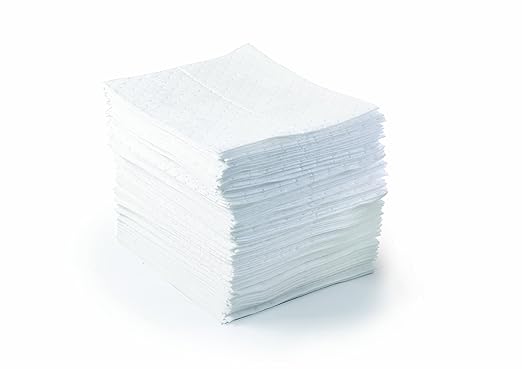 Brady SPC BPO200 Basic Oil-Only Light Weight Absorbent Pad, White, 15" L x 17" W. Perforated. 200 pads per roll