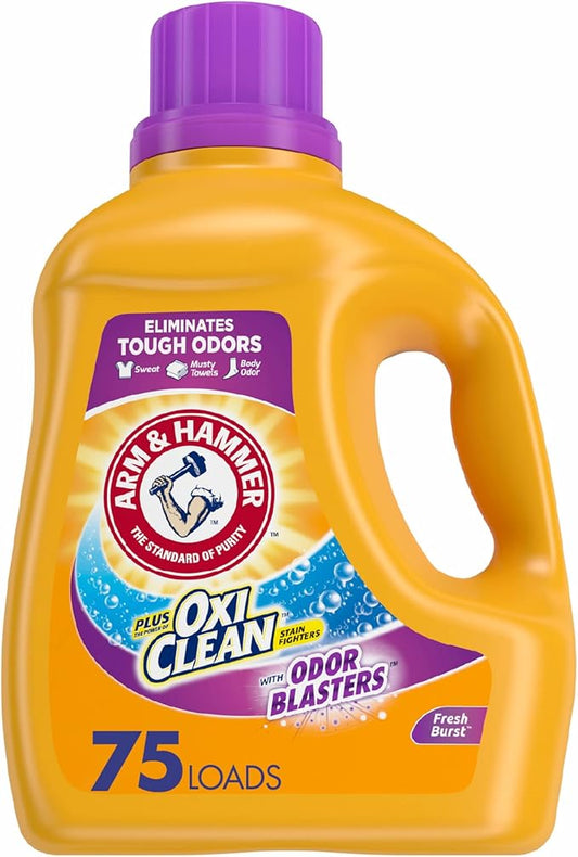 Arm & Hammer Plus OxiClean Odor Blasters Fresh Burst, 75 Loads Liquid Laundry Detergent, 118.1 Fl oz
