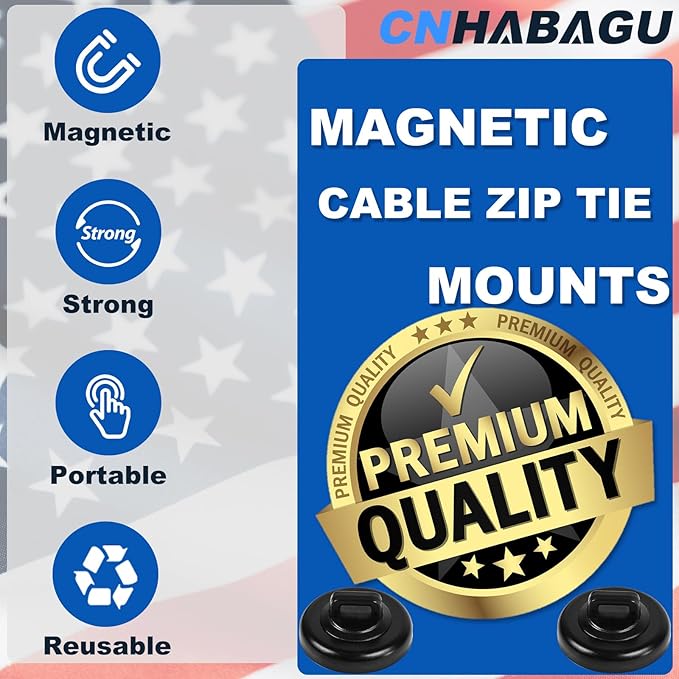 Magnet Zip Tie Mount Magnetic Zip Ties Mount Base Holder Multipurpose Wire Cable Holder Mount Wire Clips Management for Home Office Marine Electrical Wiring (D23 10Pcs)
