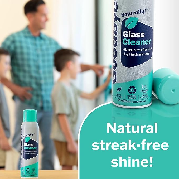 Glass Cleaner, Safe and Effective Natural Glass Cleaner, 14 oz Continuous Spray Can
