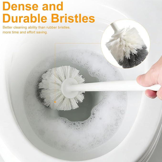 Toilet Brush with Plunger Set, Black, Plastic, 2 Piece Bathroom Cleaning Tool Kit with Holder