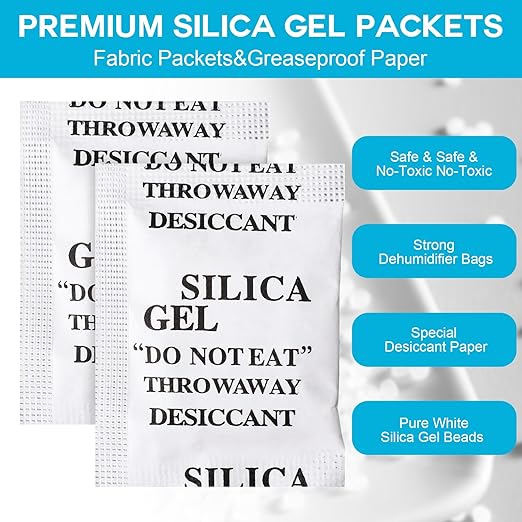 500 Pcs 5 Gram Silica Gel Packets Desiccant Packs for Storage Moisture Absorbers Silica Gel Anti Humidity Transparent Food Grade Desiccant Packs for Electronics, Clothes Shoes