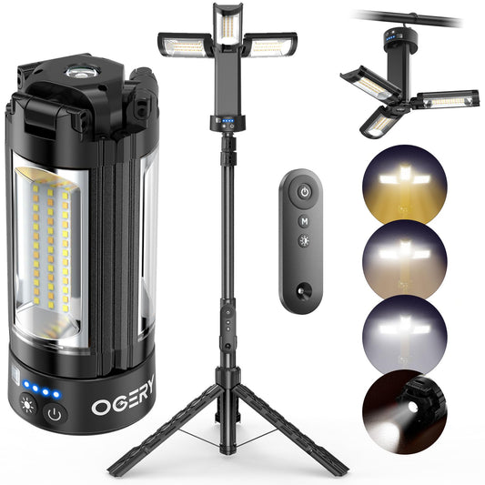 OGERY Camping Lights with Stand & Remote, 10000mAh | Travel Essentials - Image 1